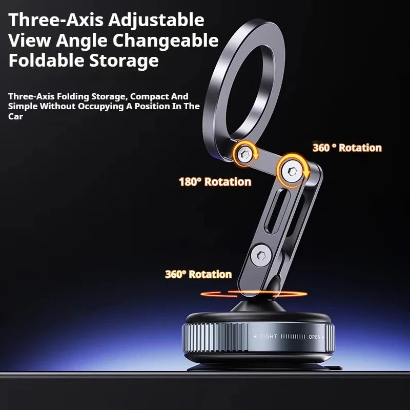 Magnetic Foldable Phone Holder – 360° Vacuum Suction Mount