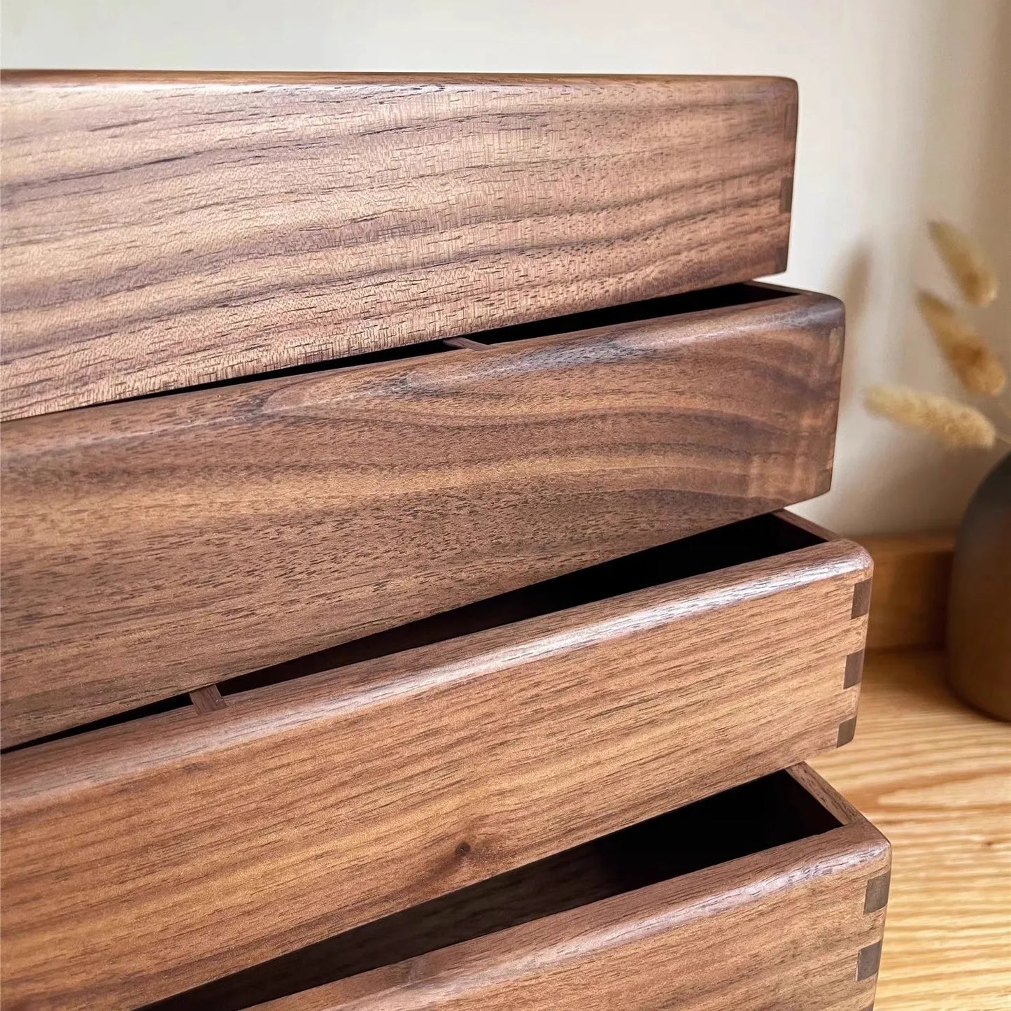 Solid Walnut Desk Organizer – Compartment Wooden Storage Box
