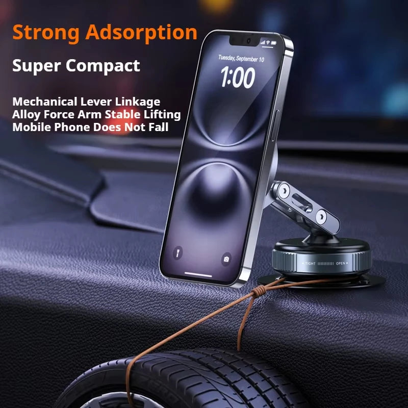 Magnetic Foldable Phone Holder – 360° Vacuum Suction Mount