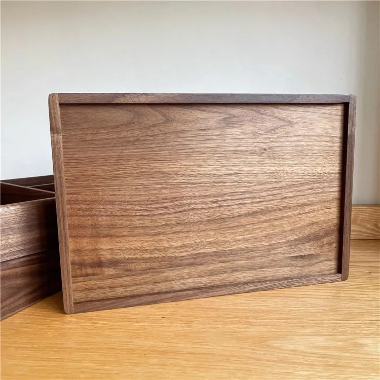 Solid Walnut Desk Organizer – Compartment Wooden Storage Box