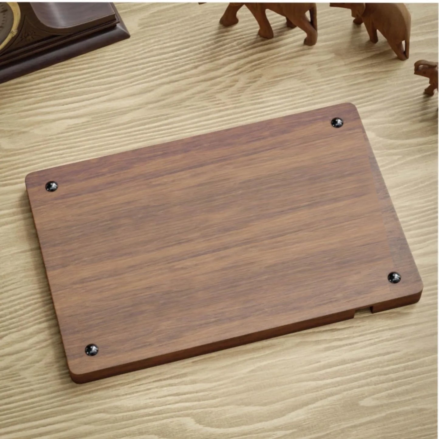 3-in-1 Wooden Desk Tray - Phone Stand, Key Tray, Headphone Holder