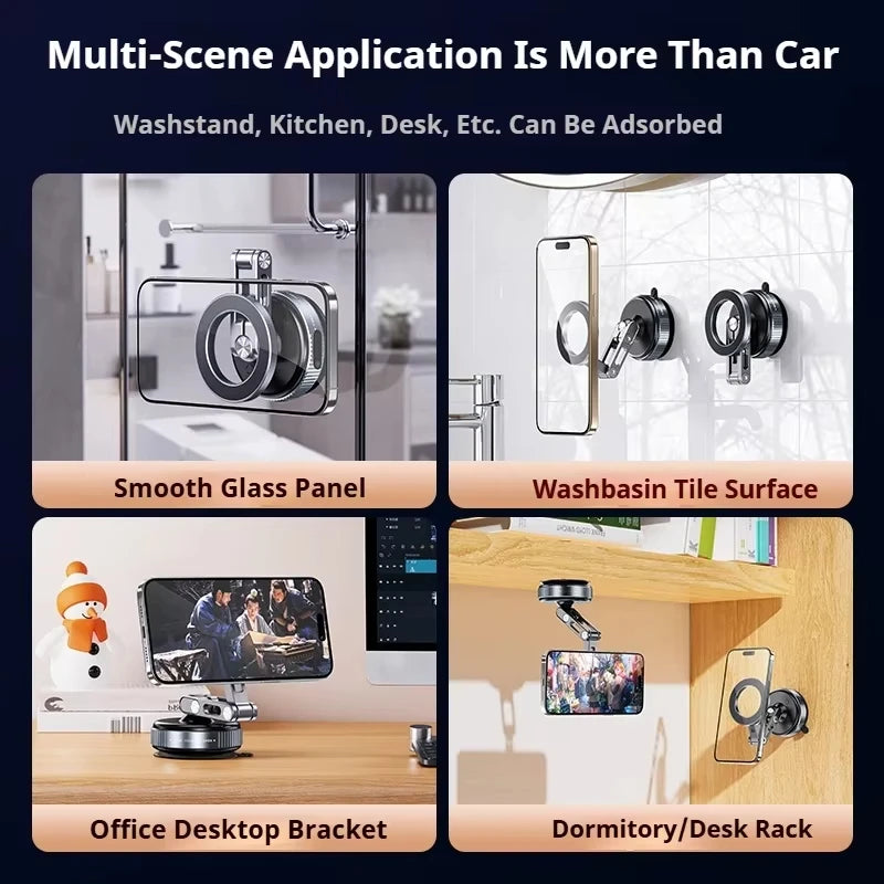 Magnetic Foldable Phone Holder – 360° Vacuum Suction Mount