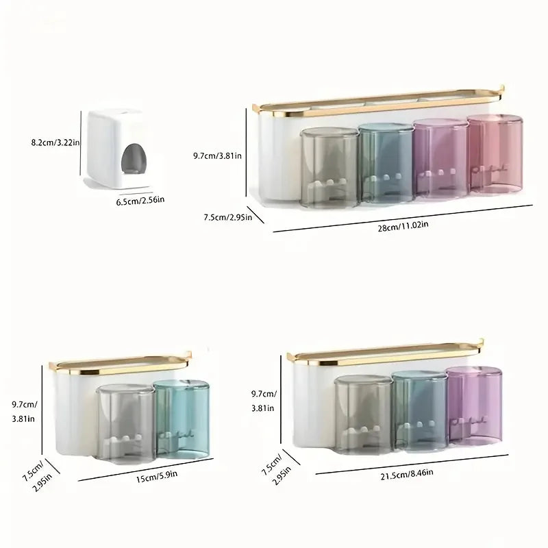 5-in-1 Bathroom Organizer | Wall Mount Toothbrush Holder – Icon Supply