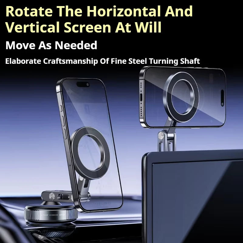 Magnetic Foldable Phone Holder – 360° Vacuum Suction Mount