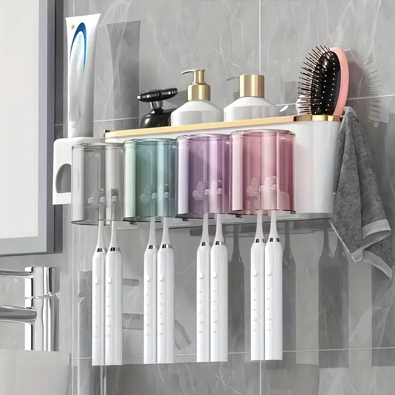 5-in-1 Bathroom Organizer | Wall Mount Toothbrush Holder – Icon Supply
