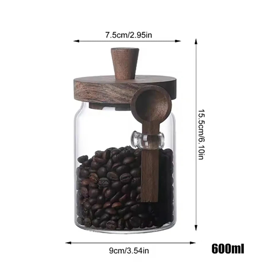 Glass Food Storage Jars with Wooden Lids & Scoop – Airtight Kitchen Containers