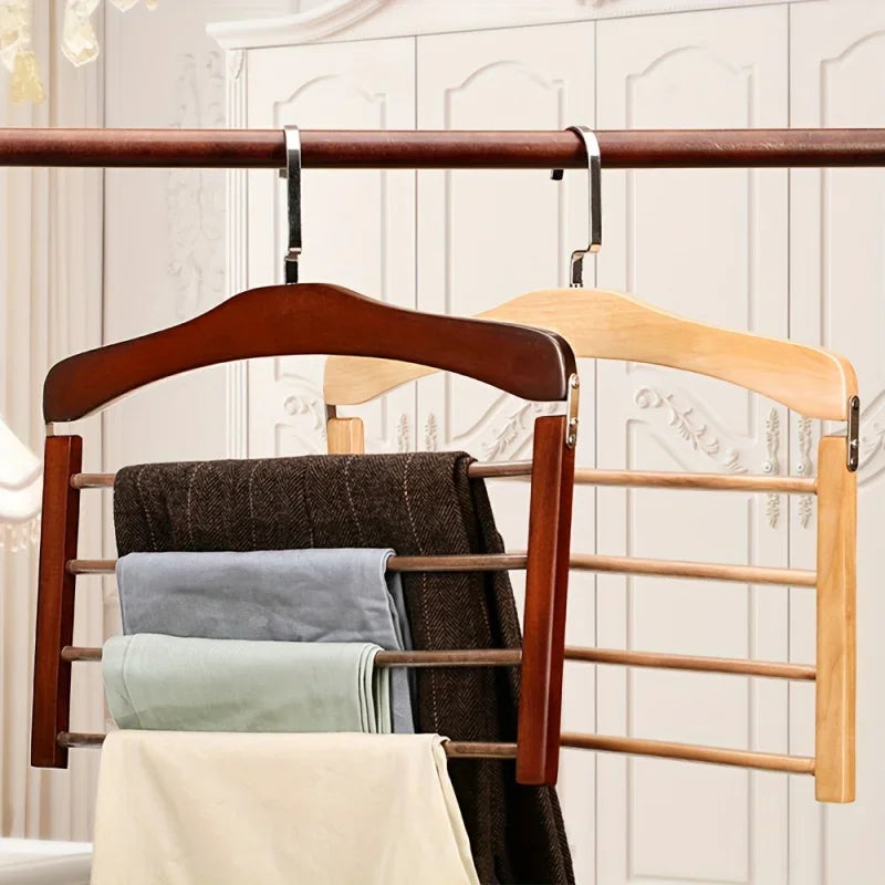 Space-Saving Wooden Pants Hanger – Multi-Tier Closet Organizer (1pc)