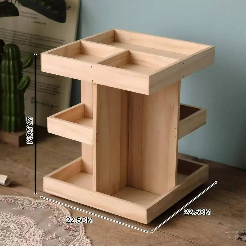 Bamboo 360 Makeup Storage Rack | Multi-Tier Desktop Organizer.