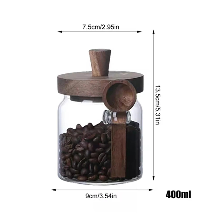 Glass Food Storage Jars with Wooden Lids & Scoop – Airtight Kitchen Containers