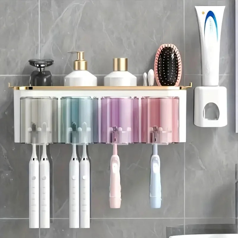 5-in-1 Bathroom Organizer | Wall Mount Toothbrush Holder – Icon Supply