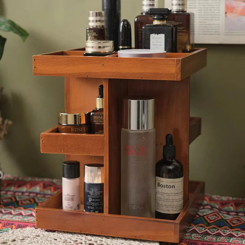 Bamboo 360 Makeup Storage Rack | Multi-Tier Desktop Organizer.