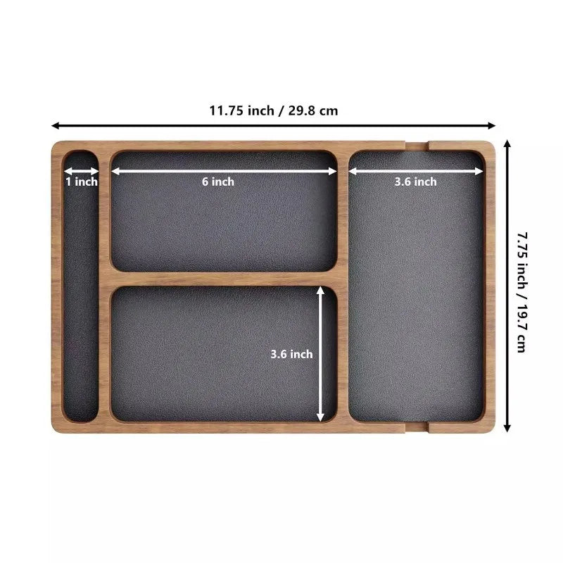 3-in-1 Wooden Desk Tray - Phone Stand, Key Tray, Headphone Holder