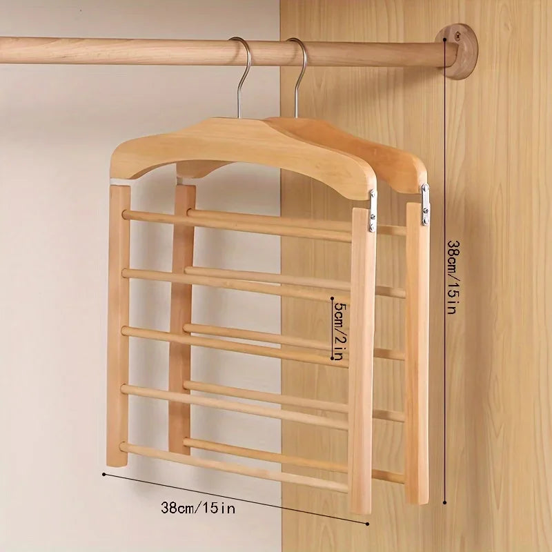 Space-Saving Wooden Pants Hanger – Multi-Tier Closet Organizer (1pc)